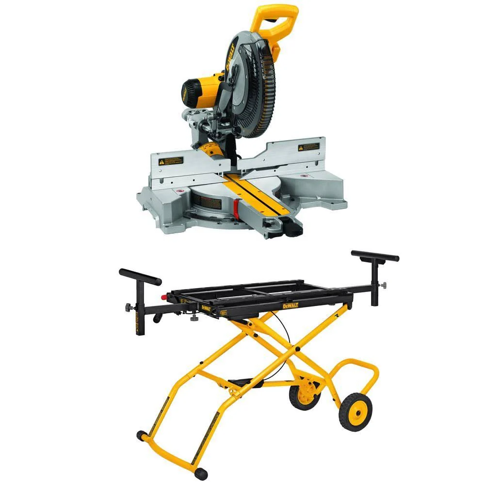 DEWALT 15-Amp Corded 12 in. Sliding Compound Miter Saw with Bonus Rolling Stand