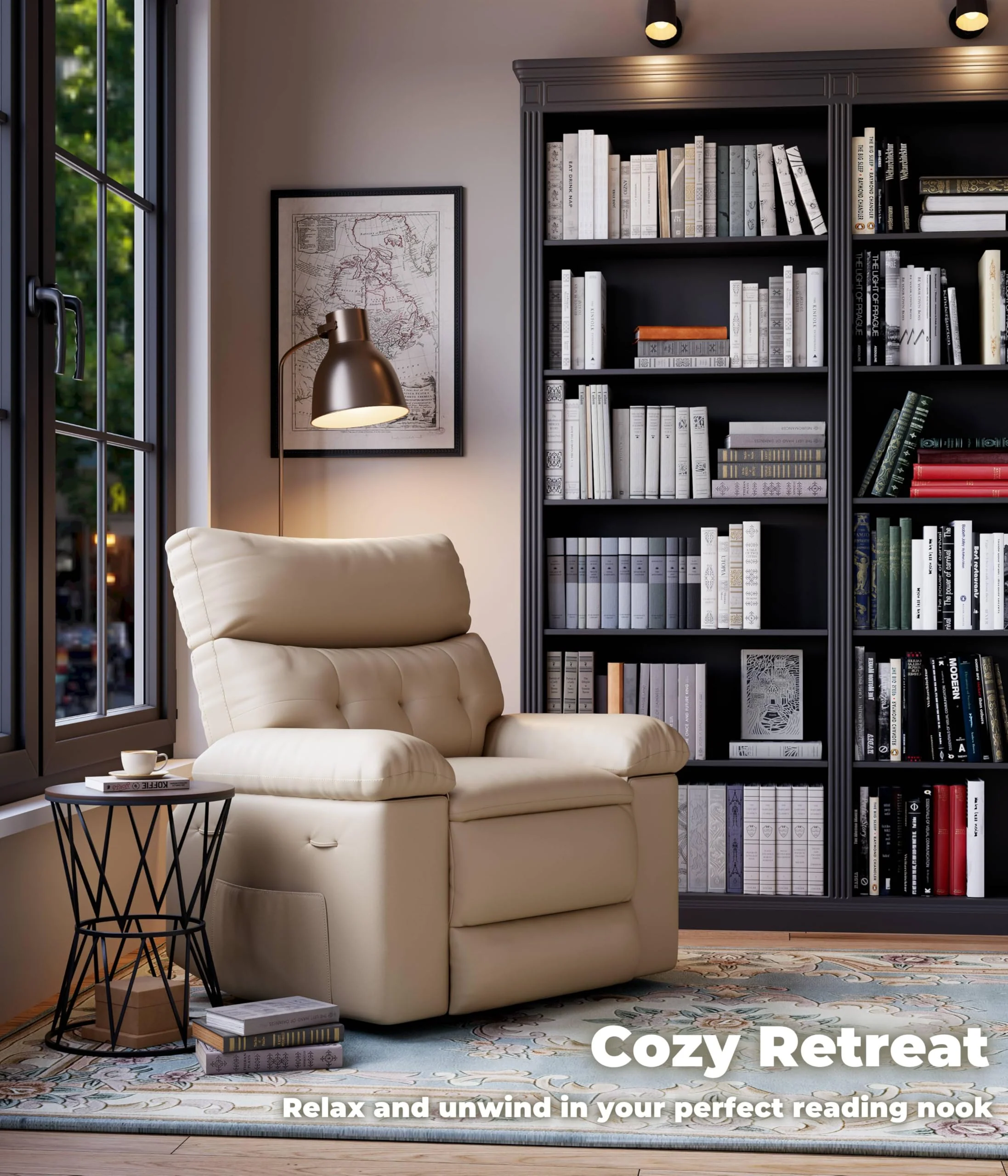 Garvee Oversized Wide Recliner Chair - Heat and Massage, PU Leather Large Manual Recliner for Adults, Ultimate Comfort Lazy Boy with 1.5X Sponge Filling and Easy Recline Mechanism for Relaxation