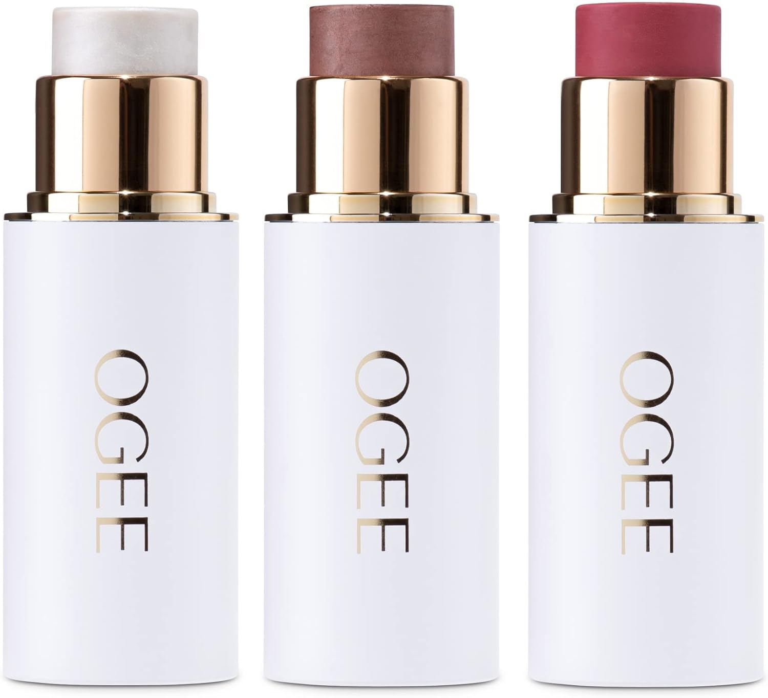 2026 Ogee Face Stick Crystal Collection Trio – Contour Stick Makeup Collection – Certified Organic Contour Palette – Includes Bronzer Stick  Blush Stick & Highlighter Stick