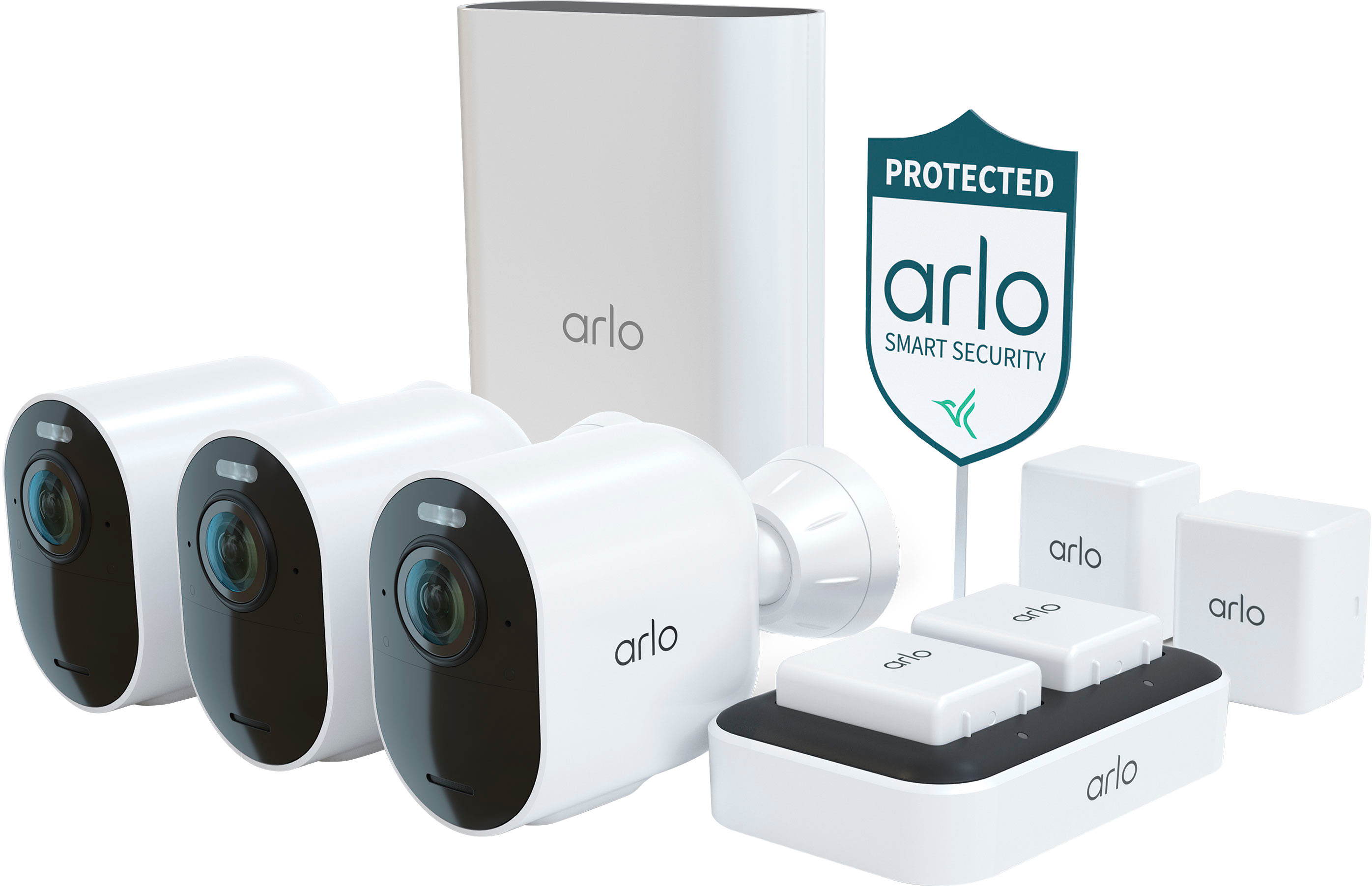 2026 Arlo – Ultra 2 Spotlight 3-Camera Security Bundle Indoor/Outdoor Wireless 4K Security System – White