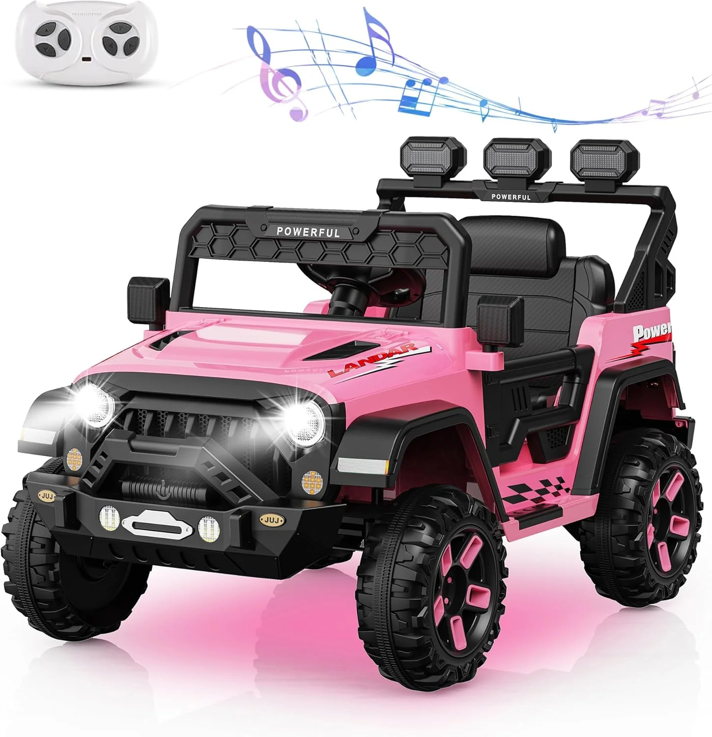 Garvee Kids Electric Vehicle for Ages 3-6, Ride on Car with 2.4G Remote Control, 12V Battery Powered Electric Car for Kids with 3 Adjustable Speeds, Soft Start, Battery Display, Music, Pink