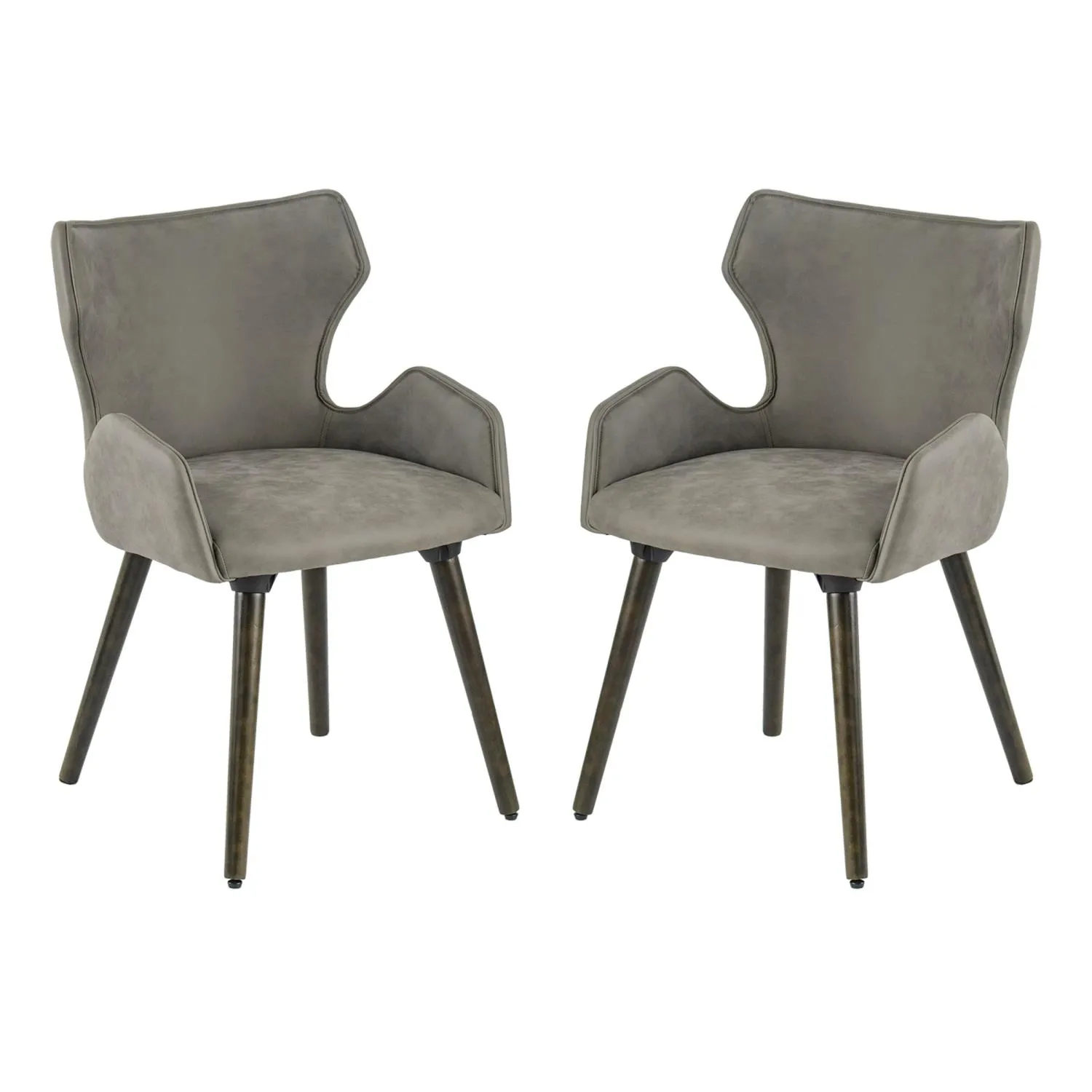 A & B Home Set Of 2 Dining Chair With Dark Brown And Gray Finish 49809-GRAY-DS