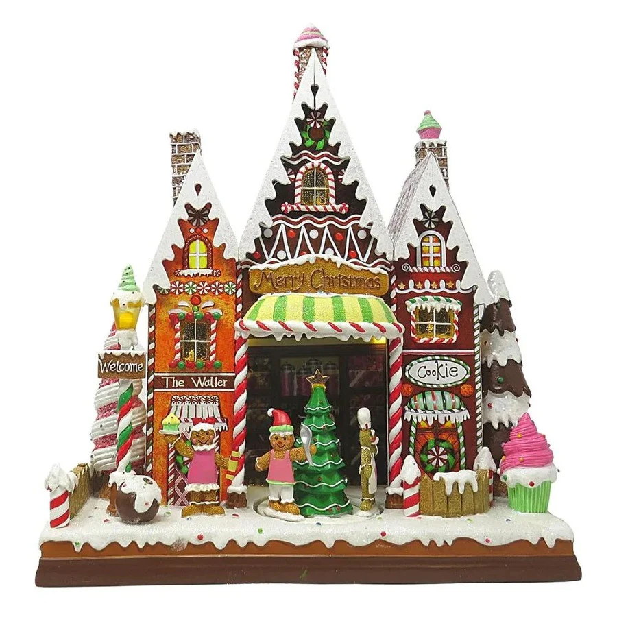 Musical LED Lighted Candy Store W/ Rotating Figures, 15.5