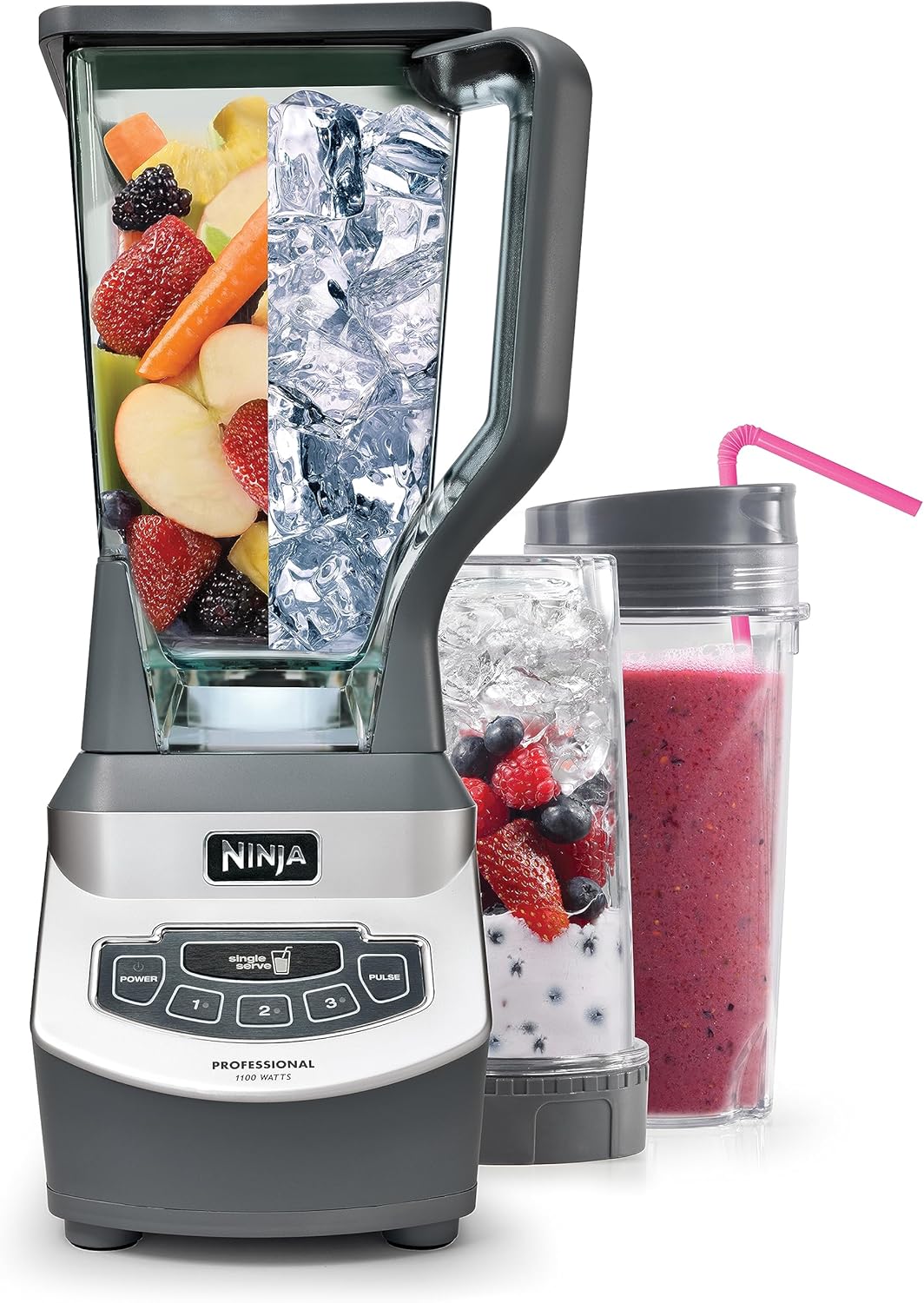 2026 Ninja BL660 Professional Compact Smoothie & Food Processing Blender  1100-Watts  3 Functions -for Frozen Drinks  Smoothies  Sauces  & More  72-oz.* Pitcher  (2) 16-oz. To-Go Cups & Spout Lids  Gray