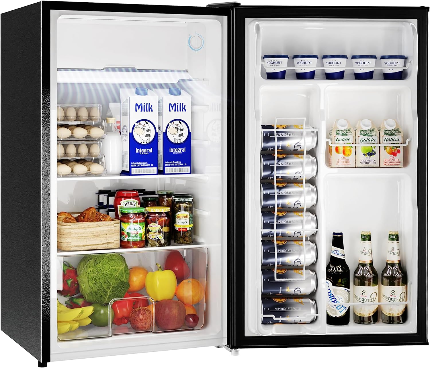 2026 BANGSON Mini Fridge with Freezer  3.2Cu.Ft  Single Door Small Refrigerator  Energy-efficient  Low Noise  Mini fridge for Bedroom Dorm and Office  Black...