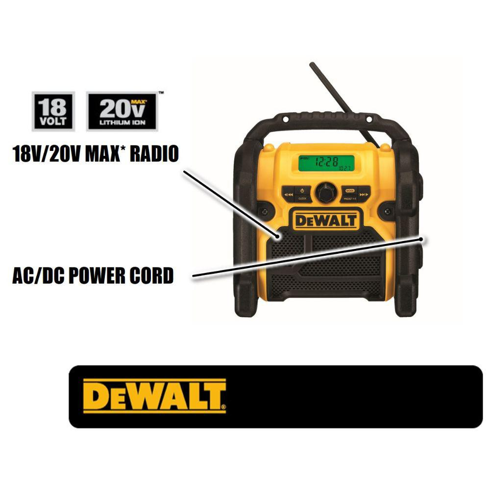 2026 DEWALT 20-Volt MAX Compact Corded / Cordless Worksite Radio