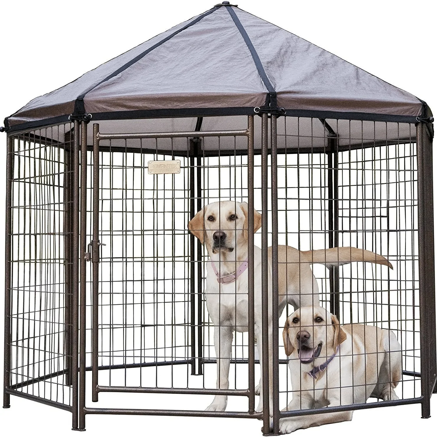 Advantek 5 Foot Portable Indoor Outdoor Metal Pet and Dog Gazebo with COVER, Brown