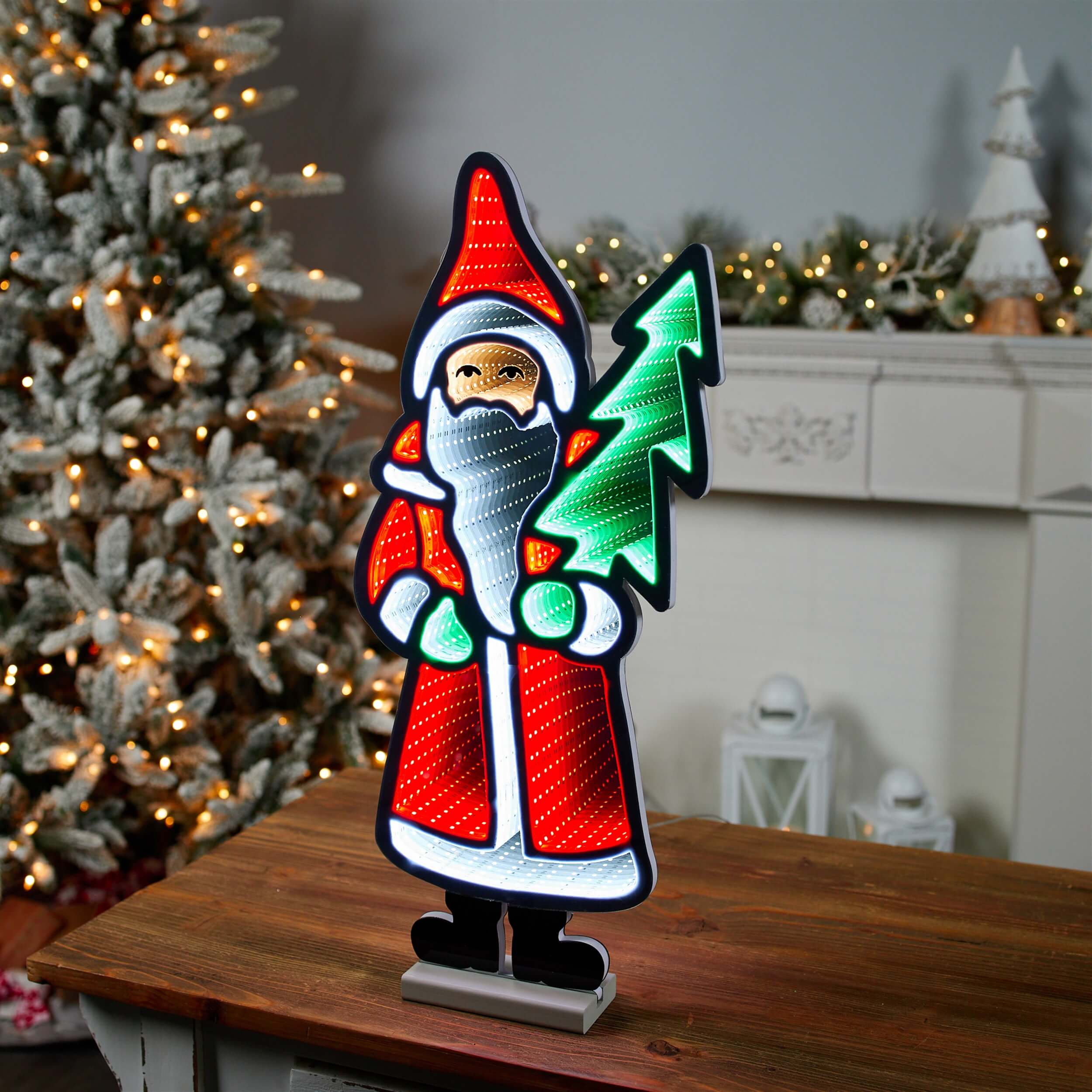 Santa w/Tree Infinity Light 23.5