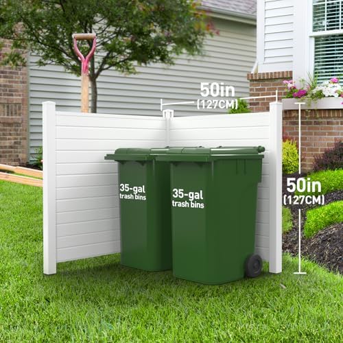 2026 Air Conditioner Fence Trash Can Fence 50′′W X 50′′H Pool Equipment Enclosure Vinyl Privacy Fence Panel for Outside Privacy Screens Outdoor (2-Pack)