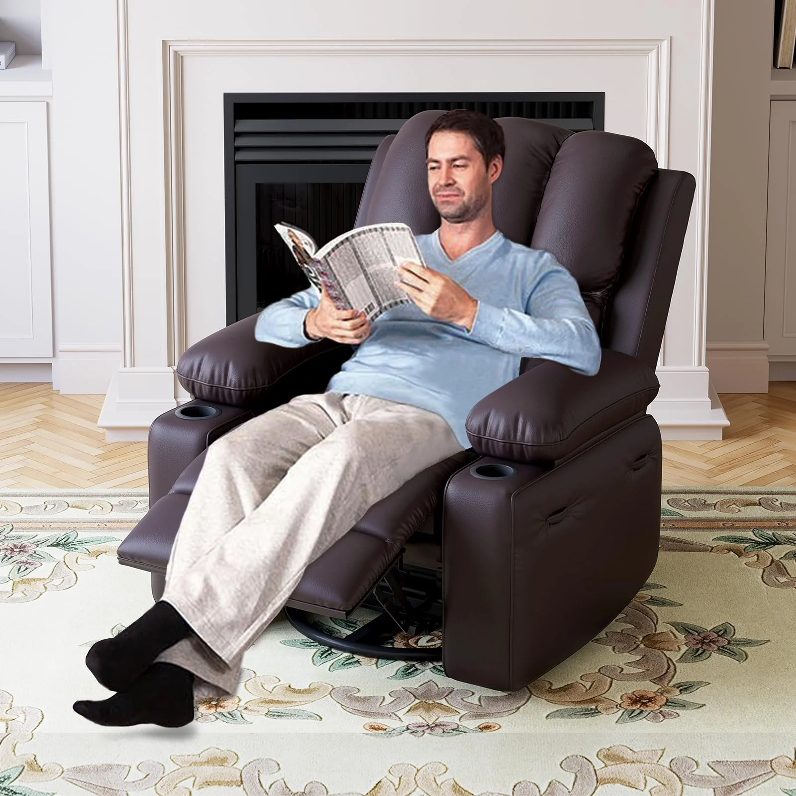 Garvee Leather Recliner Chair, Extra Wide 26.8