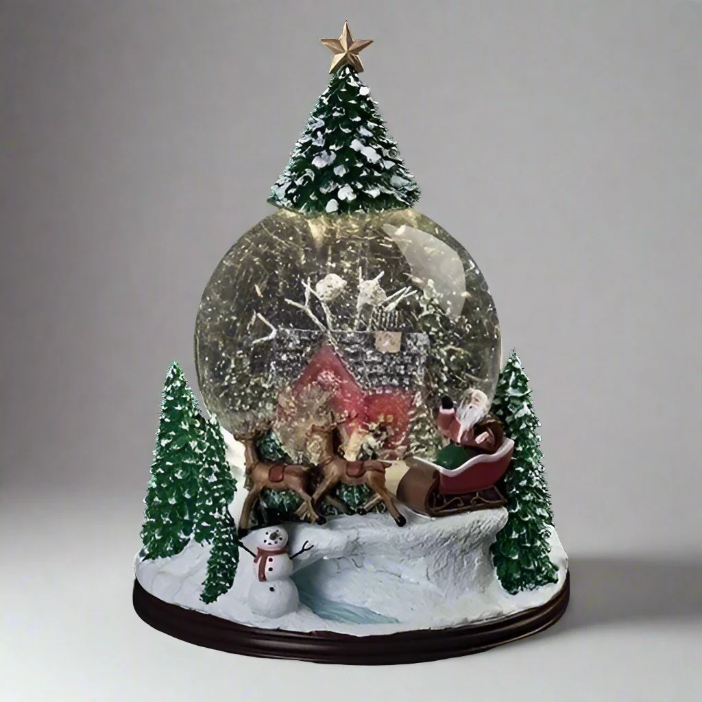 LED Lighted Musical Swirl Cabin Glitterdome Snow Globe W/ Treetop, 9.2