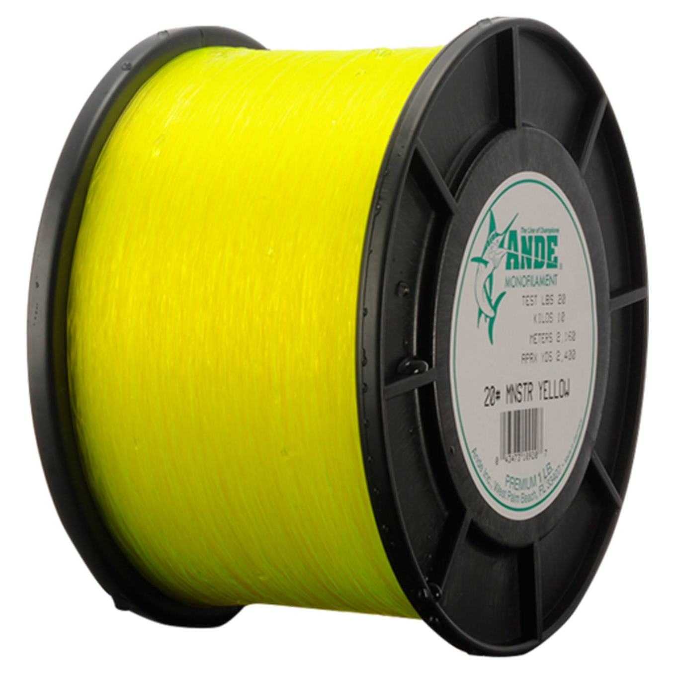 Ande Monster Monofilament Line 125 Pounds 300 Yards - 1 Pound Spool - Yellow