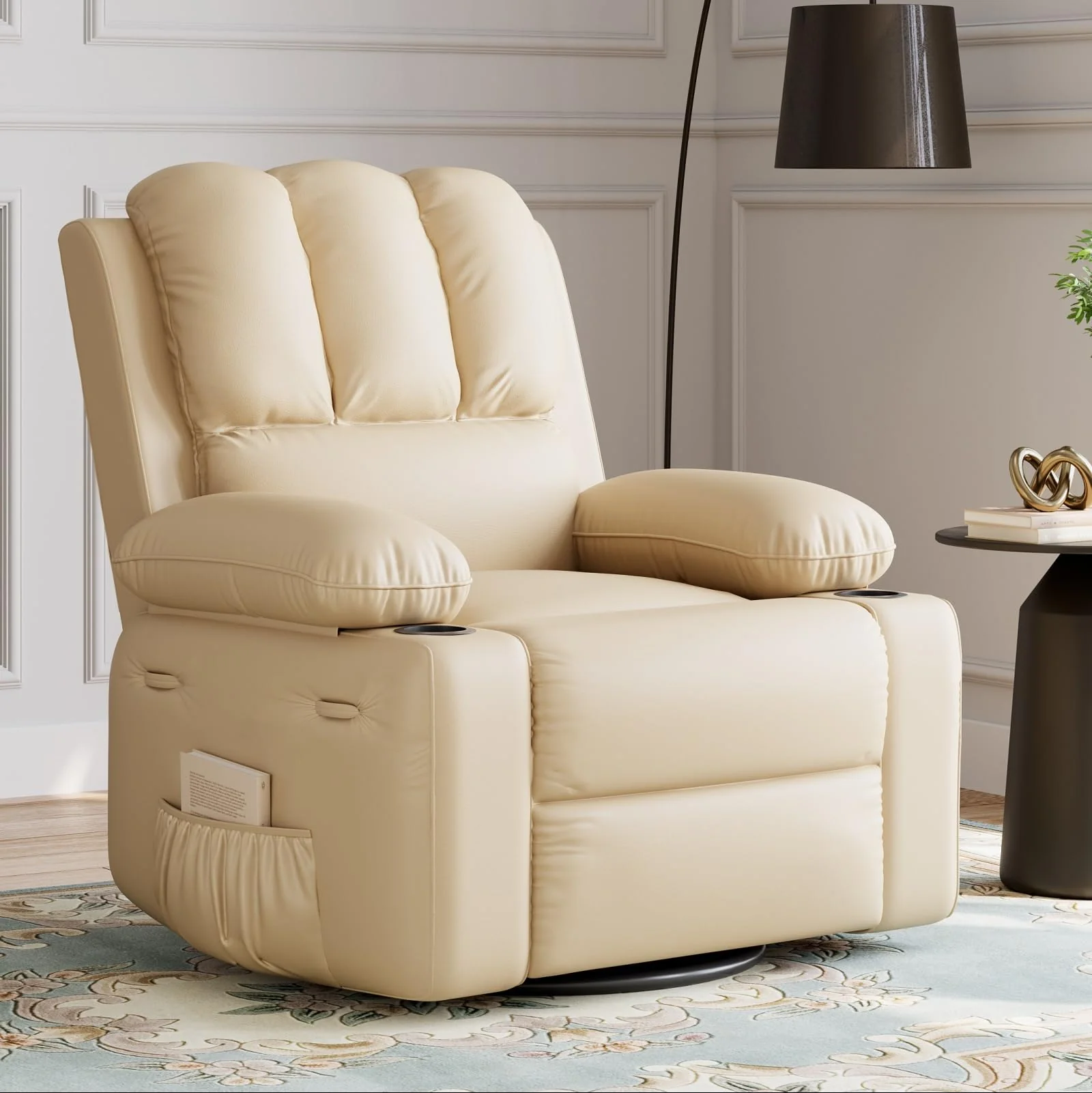 Garvee 27'' Recliner Chair Oversized, Manual Recliner for Adults, Lazy Boy with 1.5x Sponge Filling, Cup Holder, and Retractable Armrests, for Living Rooms, Bedrooms, and Nurseries