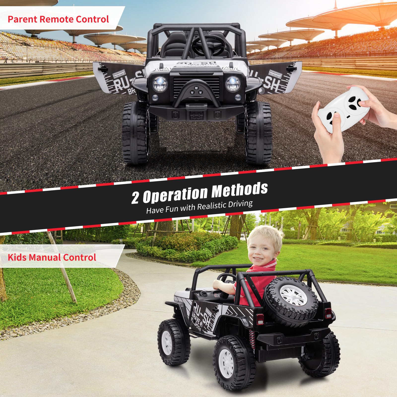 Garvee 2-Seater Ride On Truck for Kid, 24V Battery Powered Kids Car with Remote Control, 19