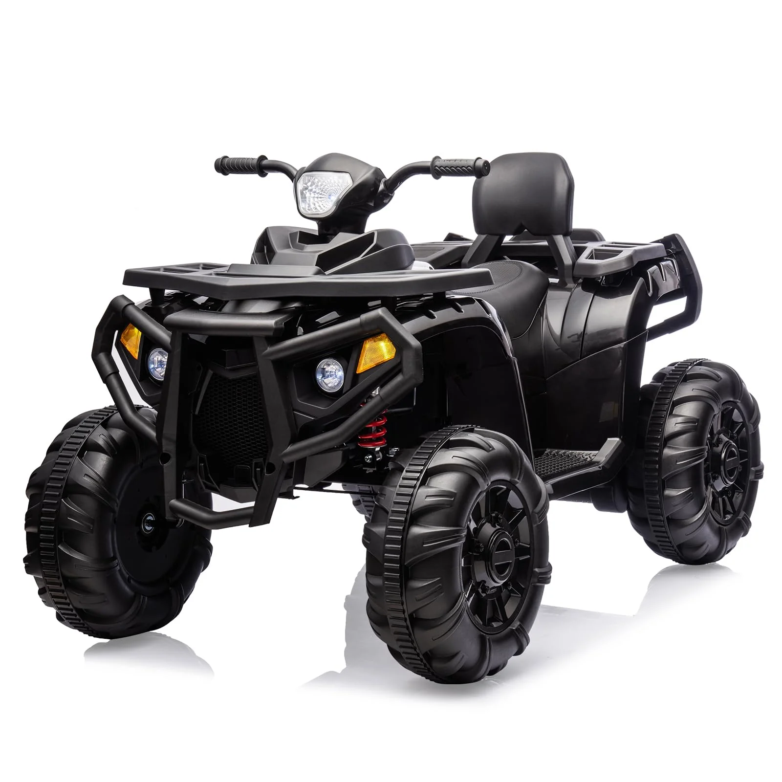 Garvee Kids Ride On ATV 4 Wheeler Electric Vehicle for Big Kids 2 Seater Battery Powered Ride On Toy Car with Spring Suspension, LED Lights, High & Low Speed, Music, USB, Soft Start for Toddlers, Black