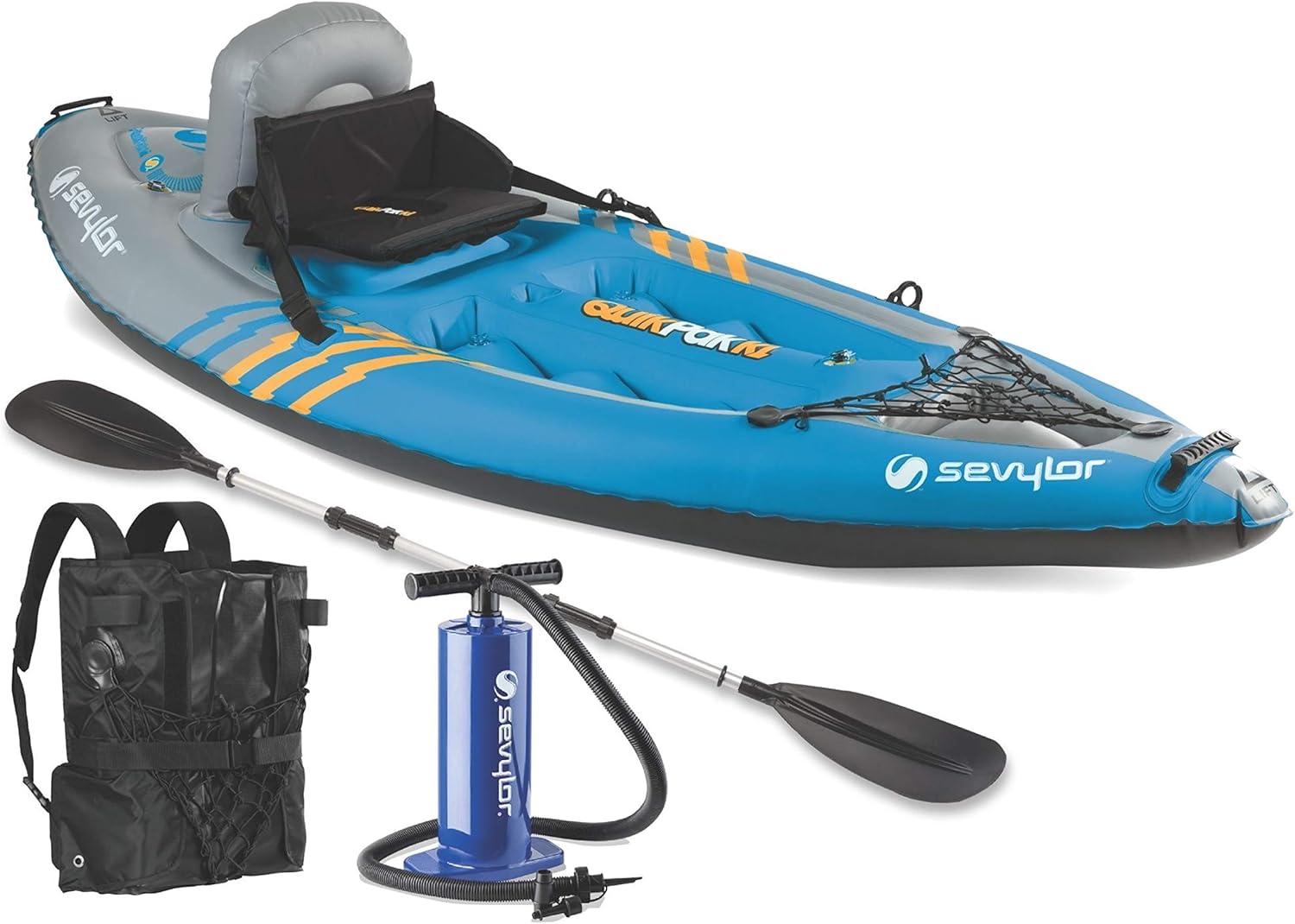 2026 Sevylor QuickPak K1 1-Person Inflatable Kayak  Kayak Folds into Backpack with 5-Minute Setup  21-Gauge PVC Construction; Hand Pump & Paddle Included