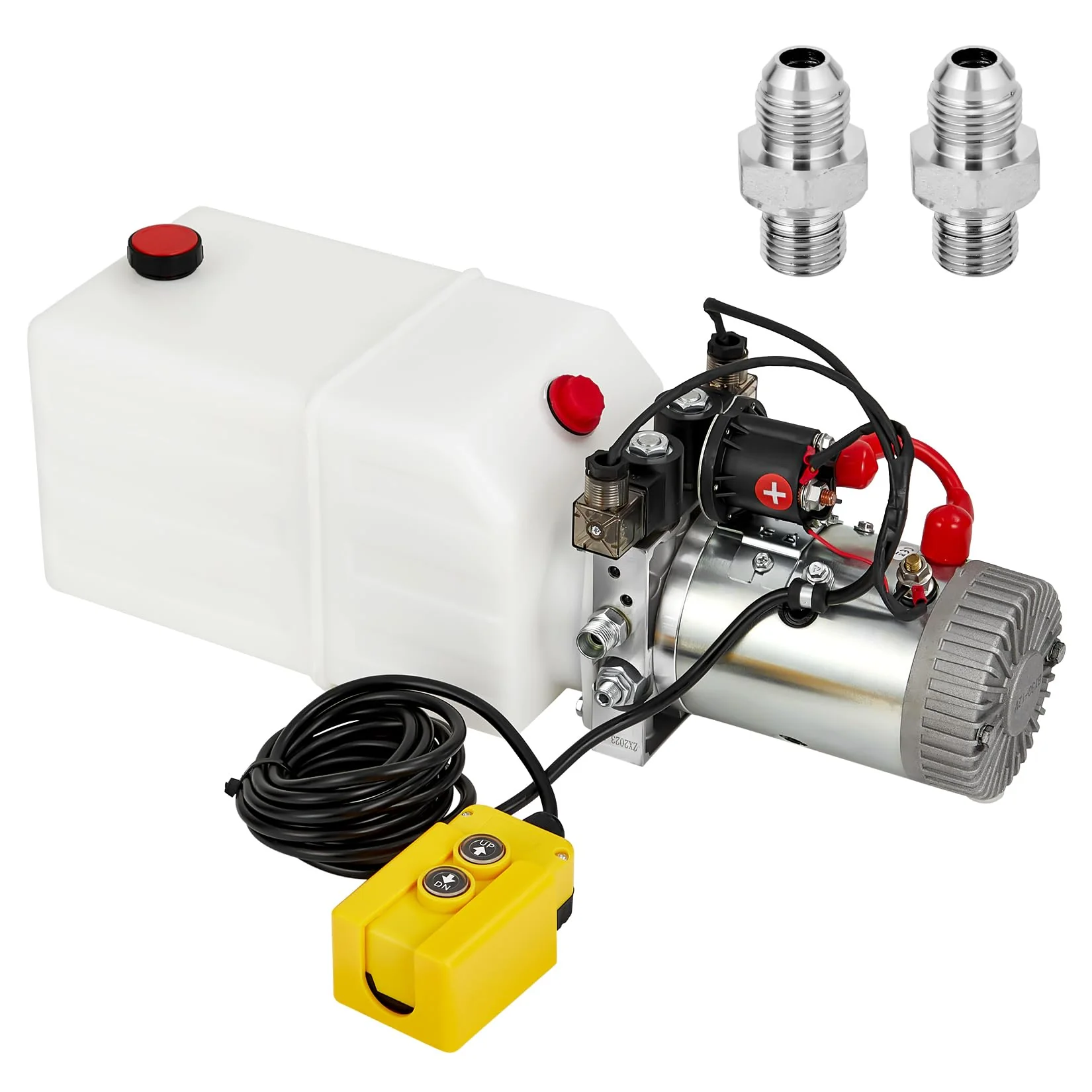 Garvee Double Acting 12V Hydraulic Power Unit for Car Lifts - 6 Quart Plastic Tank Double
