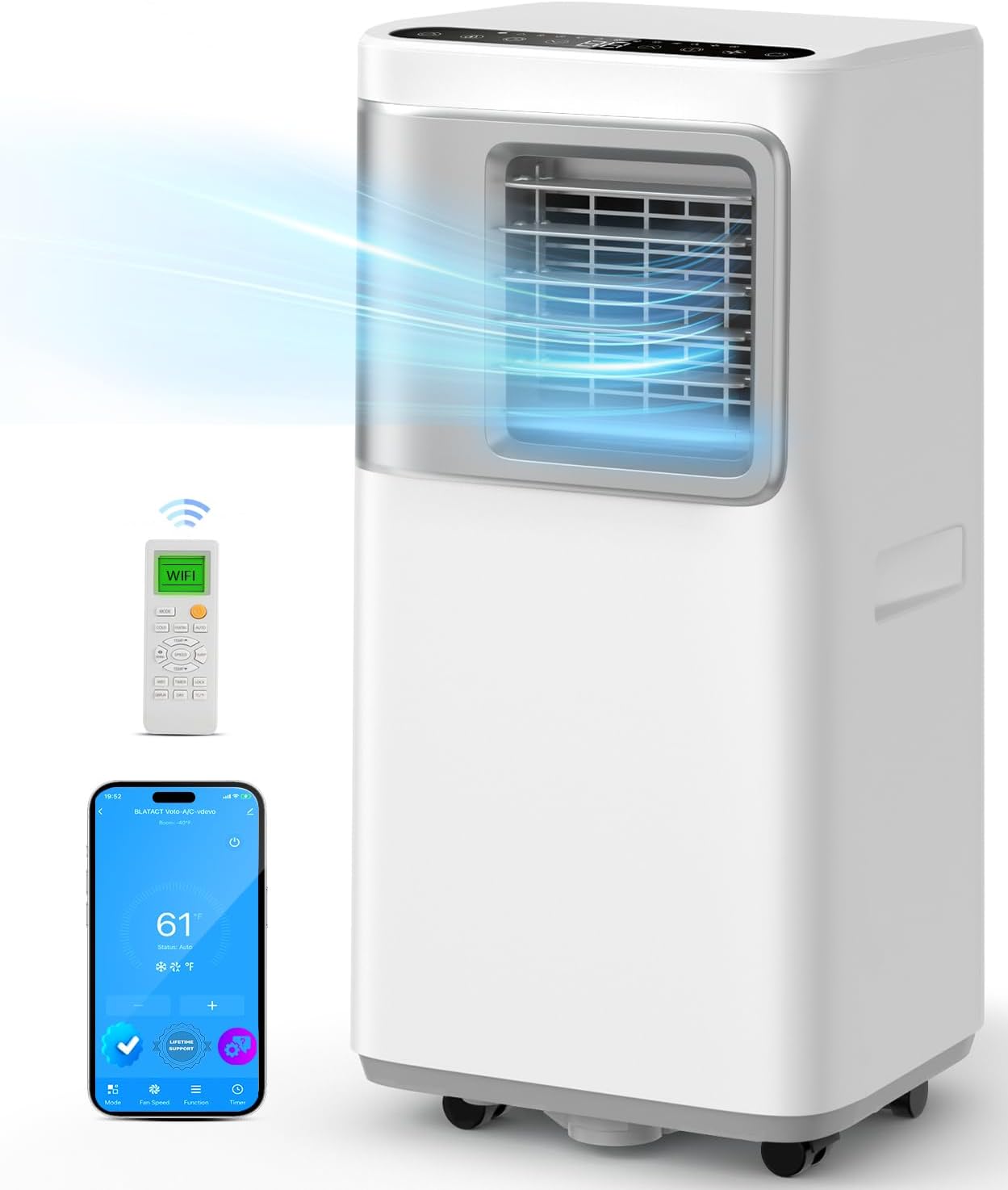 2026 Portable Air Conditioners 16000 Btu  5 in 1 Wifi Portable AC Unit for Room with App Control Heat Dehumidifier Sleep Mode 3 Speed Fan Auto Swing 24H Timer  Window Kits Included.