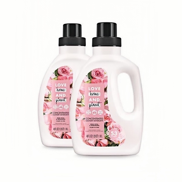 Love Home and Planet Concentrated Laundry Detergent Rose Petal u0026 Murumuru 40 oz,