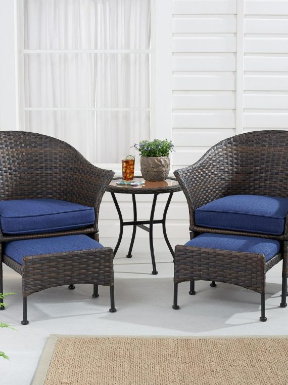 2026 Mainstays Arlington Glen 5 Piece Wicker Leisure Set, Blue