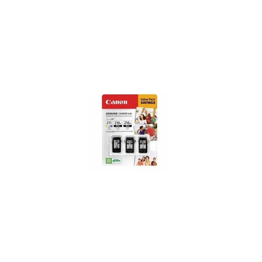 Canon PG-210XL/CL-211 Ink Tank Cartridge, Black/Tri-Color (3 pk.)