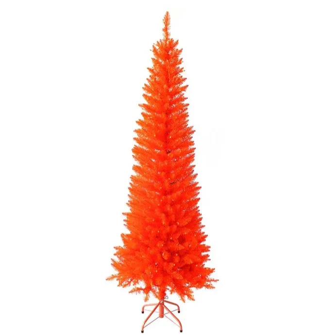 6' Pre-Lit Orange Incandescent Orange Slim Tree