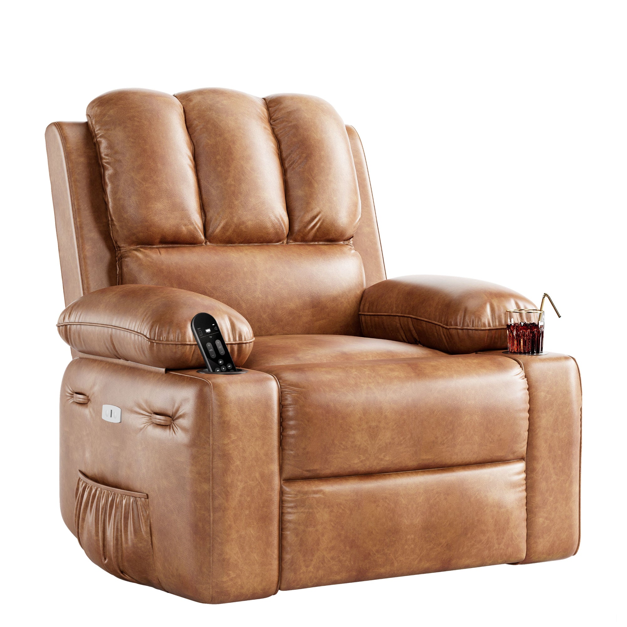 Garvee 27'' Width Electric Power Oversized Rocker Swivel Recliner Chair, USB Charger Lazy Boy for Adults, w/ Vibrating Massage and Heating, 1.5x Sponge Filling for Living Room, Bedroom and Nursery