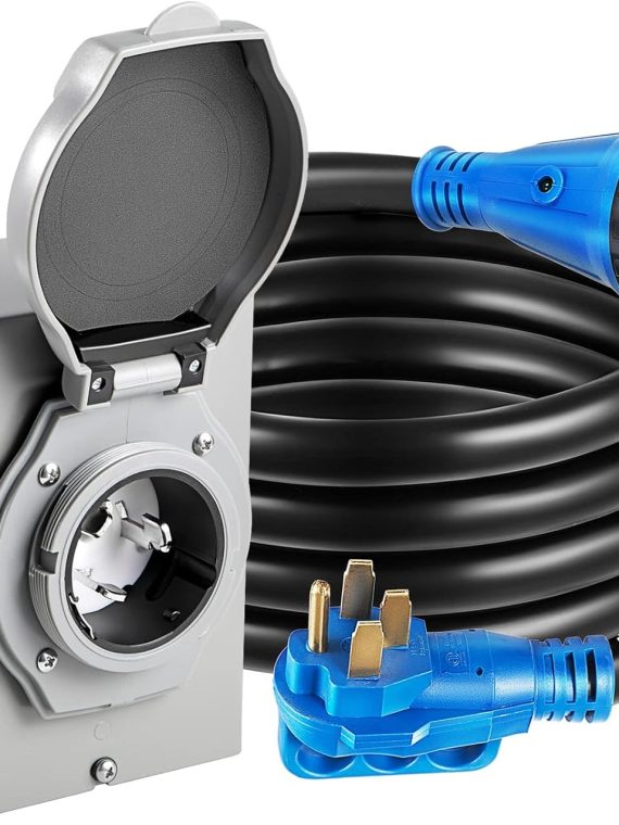 2026 50 Amp Generator Cord and Power Inlet Box  15FT Generator Cords 50 Amp 125V/250V Generator Power Cord NEMA14-50P/SS2-50R Twist Lock Connector
