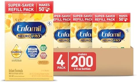 2026 Enfamil NeuroPro Baby Formula  Infant Formula Nutrition  Triple Prebiotic Immune Blend  2’FL HMO  & Expert-Recommended Omega-3 DHA  Perfect Choice for Baby Milk  Non-GMO  Refill Box  31.4 Ounces (Pack of 4)
