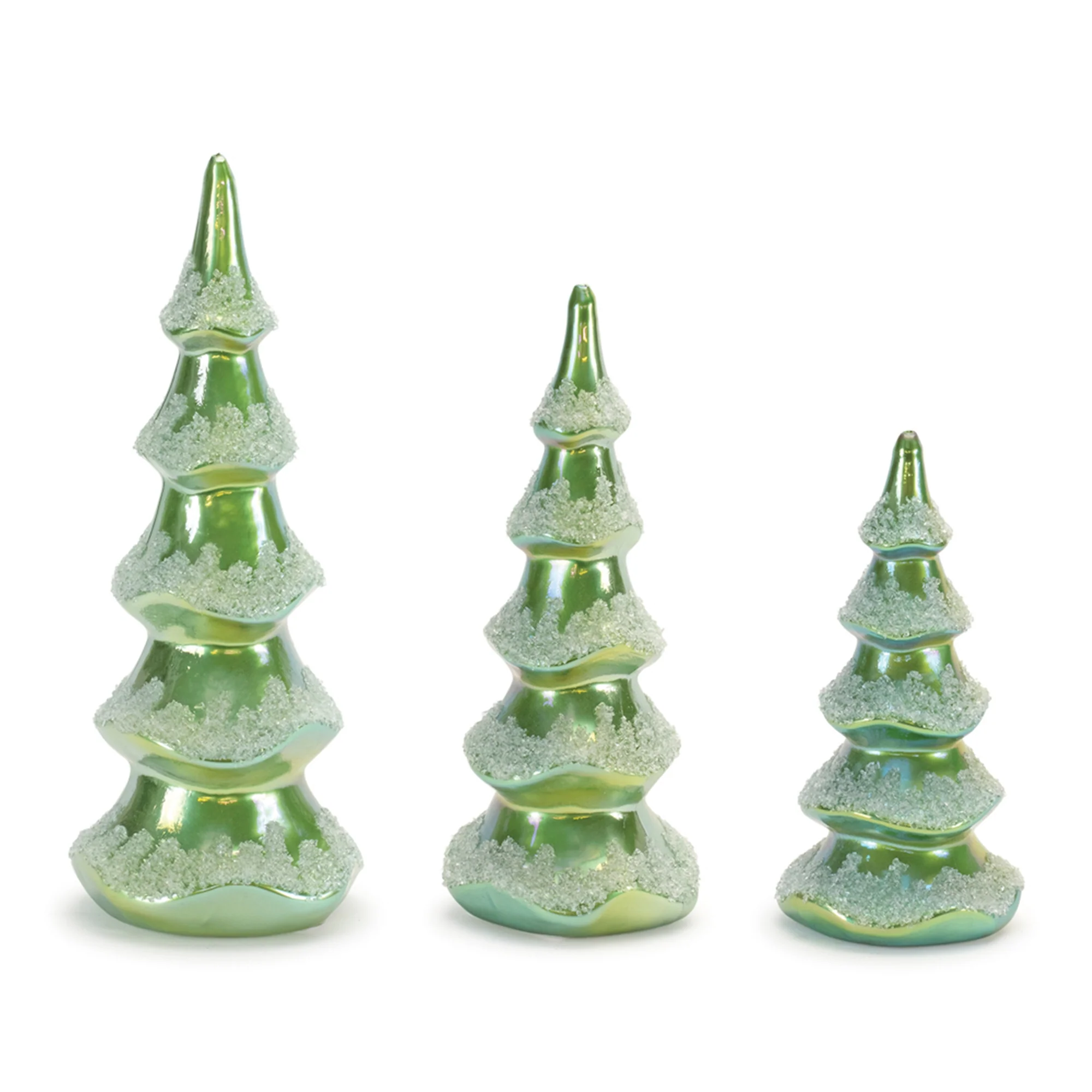 Green Spiral Glass Tree Figurine (Set of 3) 8