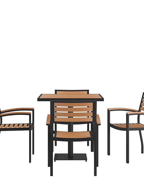 2026 Alamont Home – Lark Outdoor Square Modern  5 Piece Patio Set – Teak