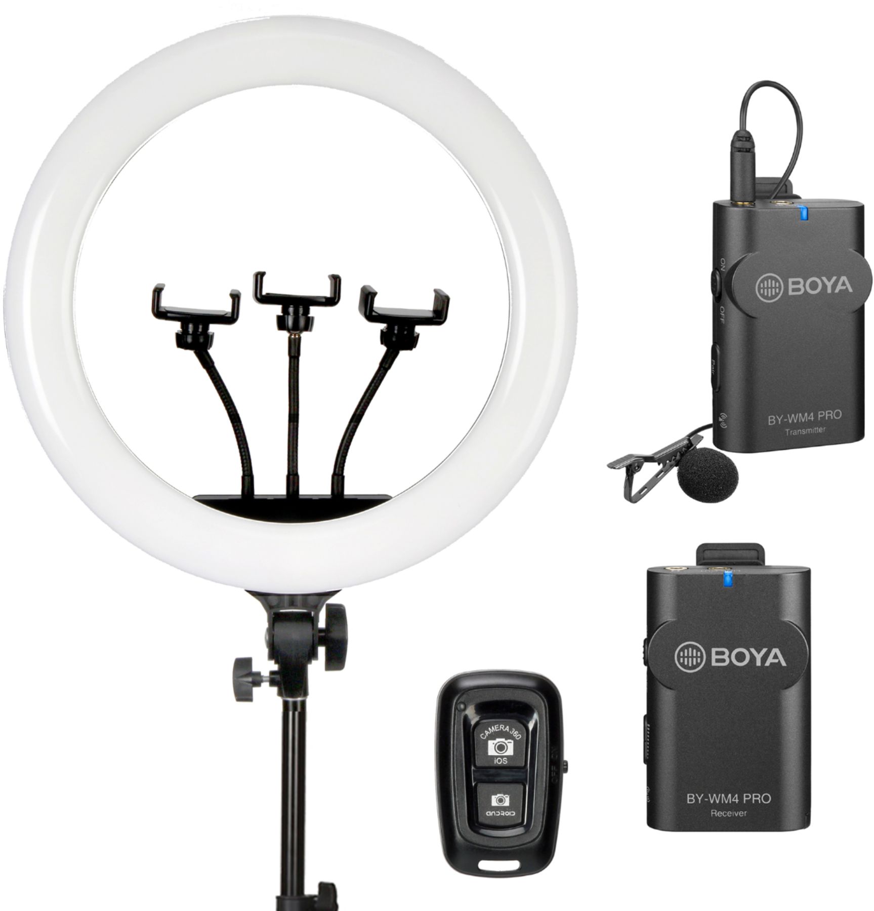 2026 Sunpak – Premium Series 18 Inch Bi-Color Ring Light Kit with BOYA Wireless Microphone and Bluetooth Remote