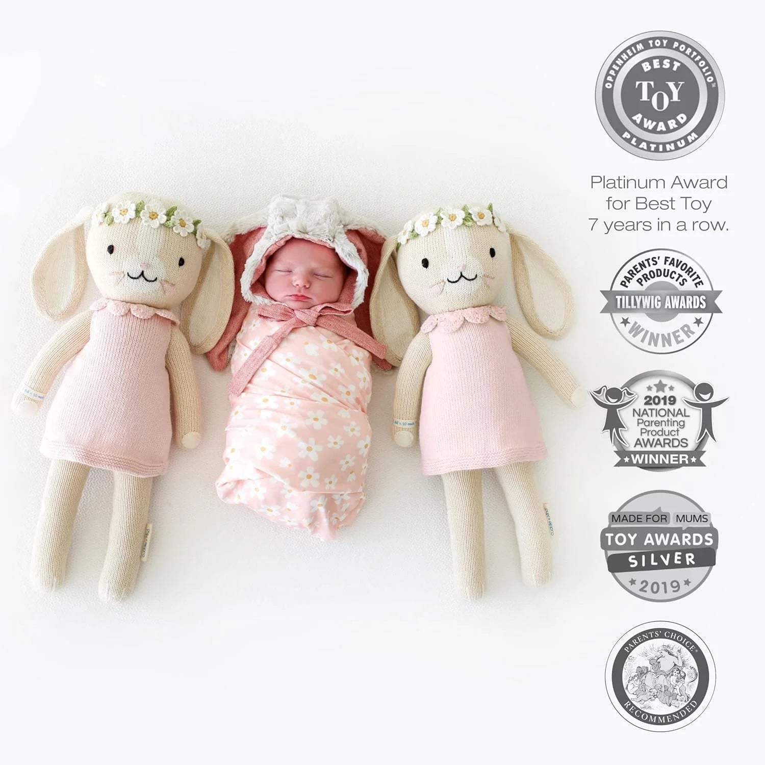 2026 The bunny blush little 13′′ Hand-knit Doll – 1 Doll = 10 Meals, Fair Trade, Heirloom Quality, Handcrafted in Peru, 100% Cotton Yarn