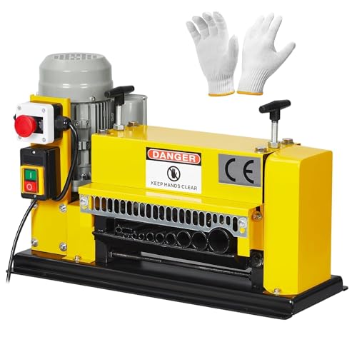 Garvee Wire Stripping Machine 0.06 inch -1.5 inch, 370w Portable Powered Wire Stripper Machine, 11 Channels 10 Blades & 65ft/min, Automatic Wire Stripping Tool for Recycling Copper Wire Yellow