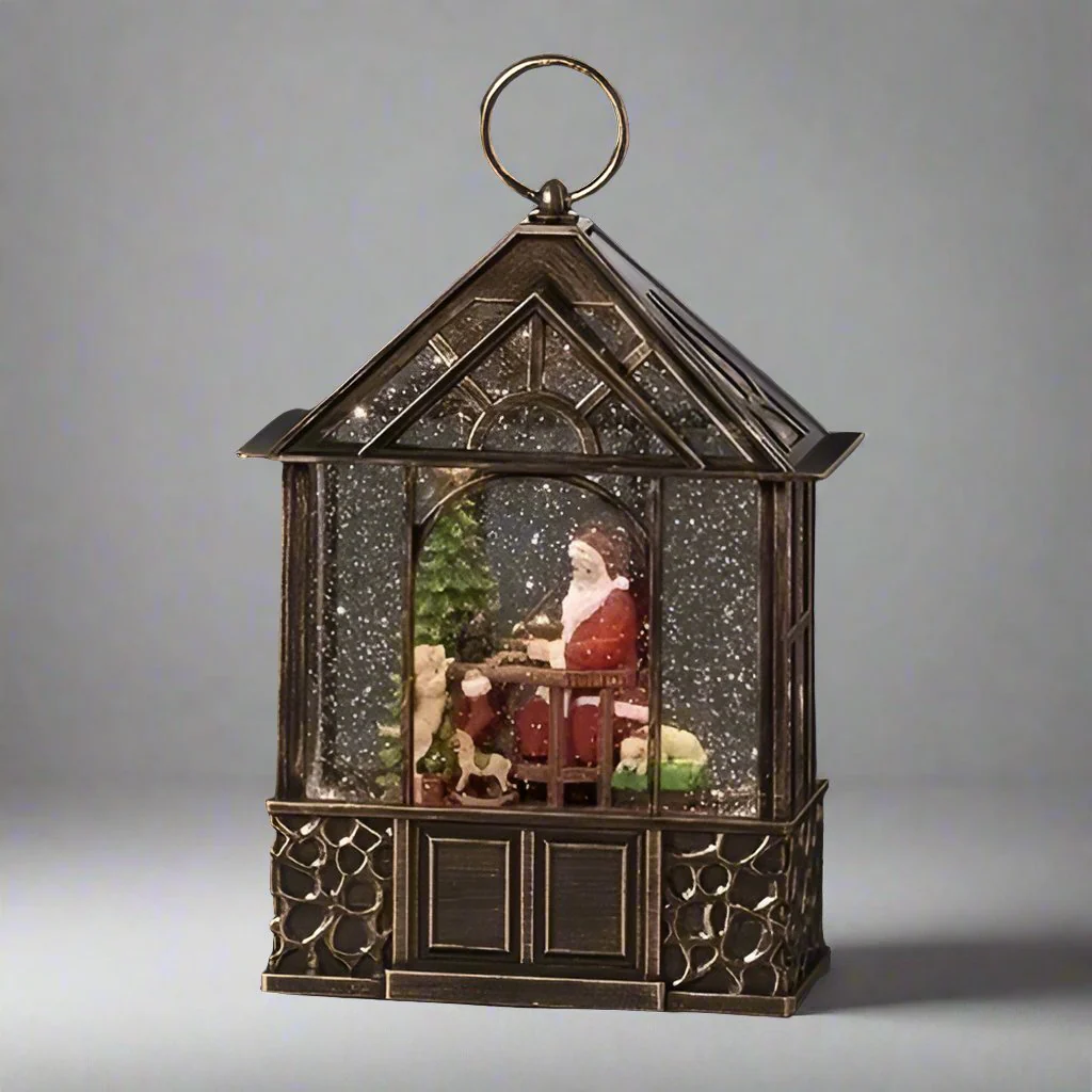 Lighted Swirl Gazebo W/ Santa Painting A Train, 11