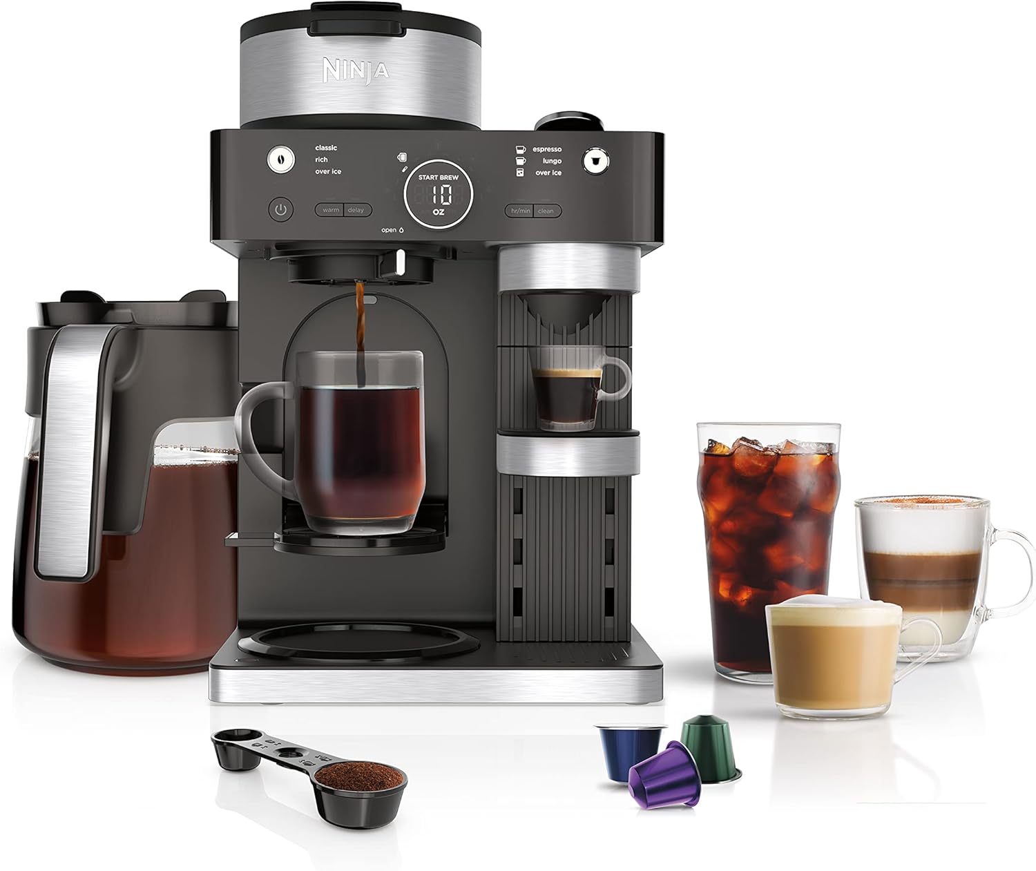 2026 Ninja CFN601 Espresso & Coffee Barista System  3 Espresso Brew Styles  Single-Serve Coffee & Nespresso Capsule Compatible  12-Cup Carafe  Built-in Frother  Espresso  Cappuccino & Latte Maker – Black