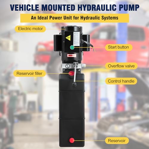 Garvee Hydraulic Power Unit 220V 15 Quart Car Lift Hydraulic Pump Power Unit, Car Lift Single Phase, Hydraulic Pumps with 14L Plastic Tank, Car Lift Hydraulic Power Unit for Auto Repair