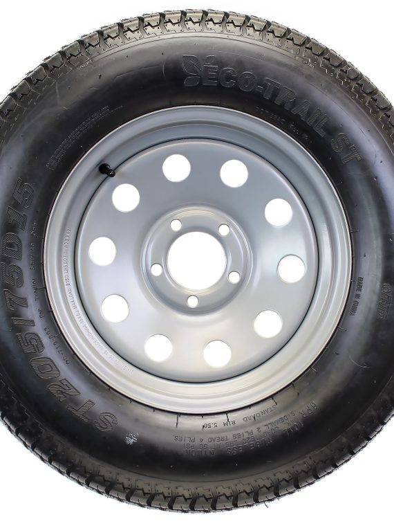 2026 Trailer Tire On Rim ST205/75D15 F78-15 205/75-15 LRC 5 Lug Wheel Silver Mod