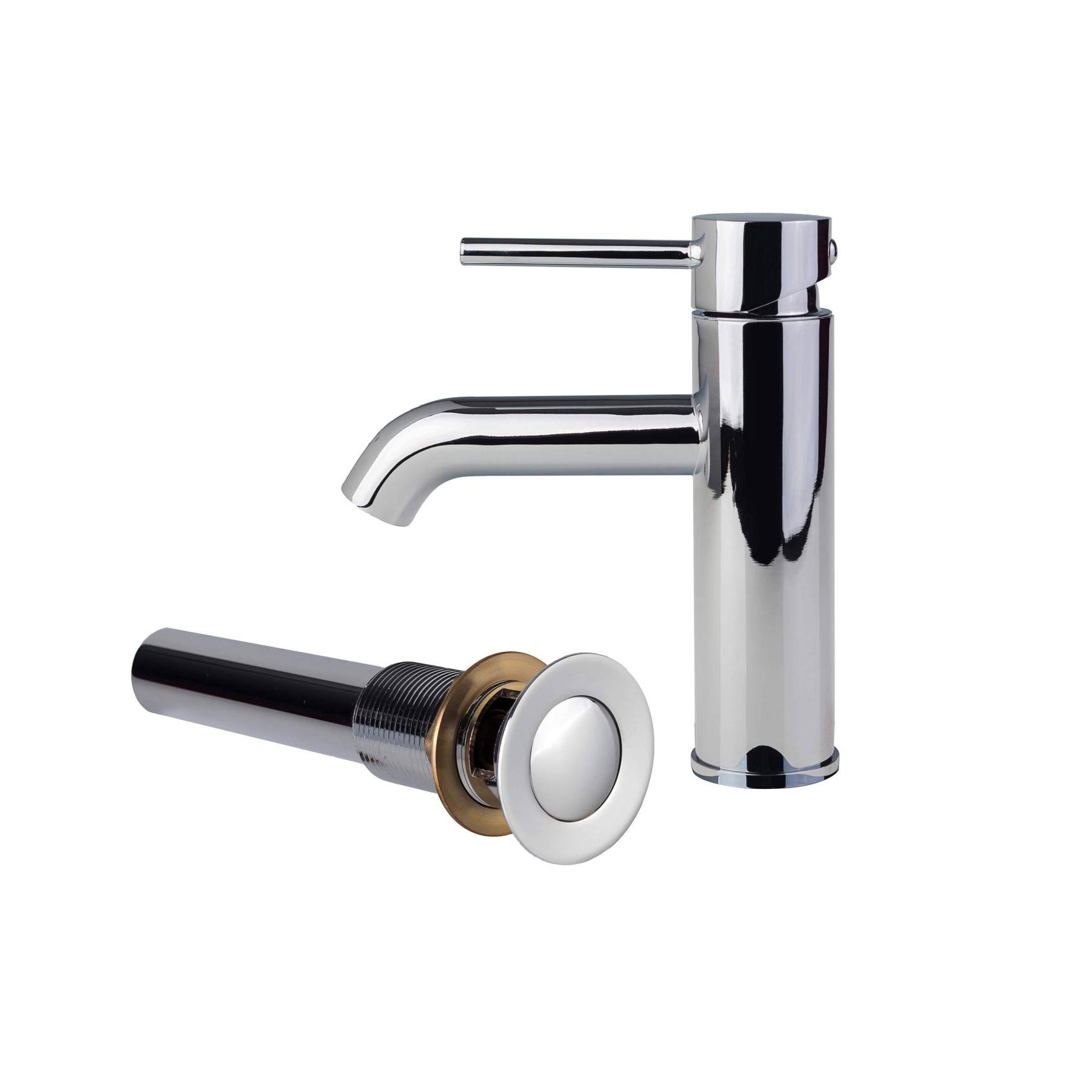 FontainebyItalia European Single Hole Lever Handle Bathroom Faucet with Drain Assembly Finish: Chrome