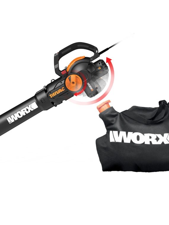 2026 WORX – 12 Amp TRIVAC 75 MPH 600 CFM Electric Leaf Blower/Mulcher/Vacuum – Black