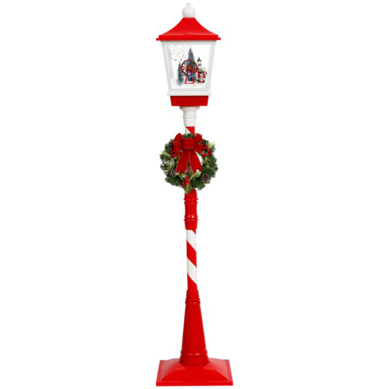 Snowing Lamp Post with Wreath, 72