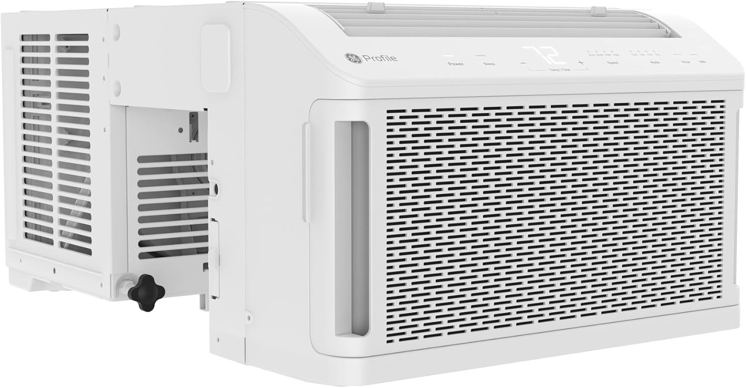 2026 GE Profile ClearView Window Air Conditioner Unit  8 300 BTU  U-Shaped Adjustable Depth  Energy Efficient Cooling up to 350 sq ft.  Ultra Quiet  SMART Home Capable  Includes Remote  White