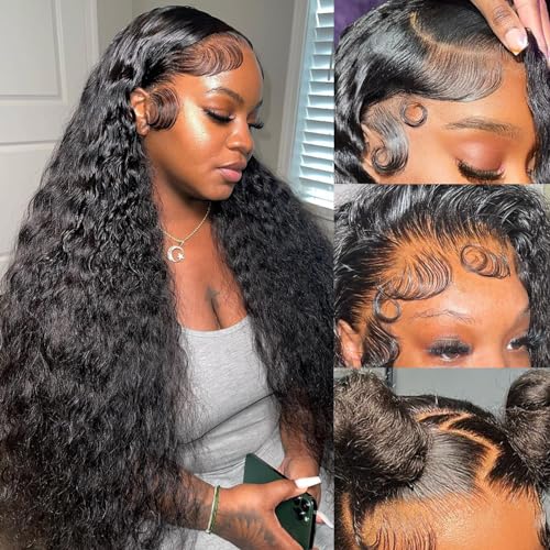 2026 LRV 26 Inch Deep Wave Lace Front Wigs Human Hair 13×4 HD Lace Front Wigs Human Hair Pre Plucked Brazilian Deep Wave Wig Human Hair Wet Wavy Glueless Frontal Wigs Human Hair Deep Wave Wig 180 Density