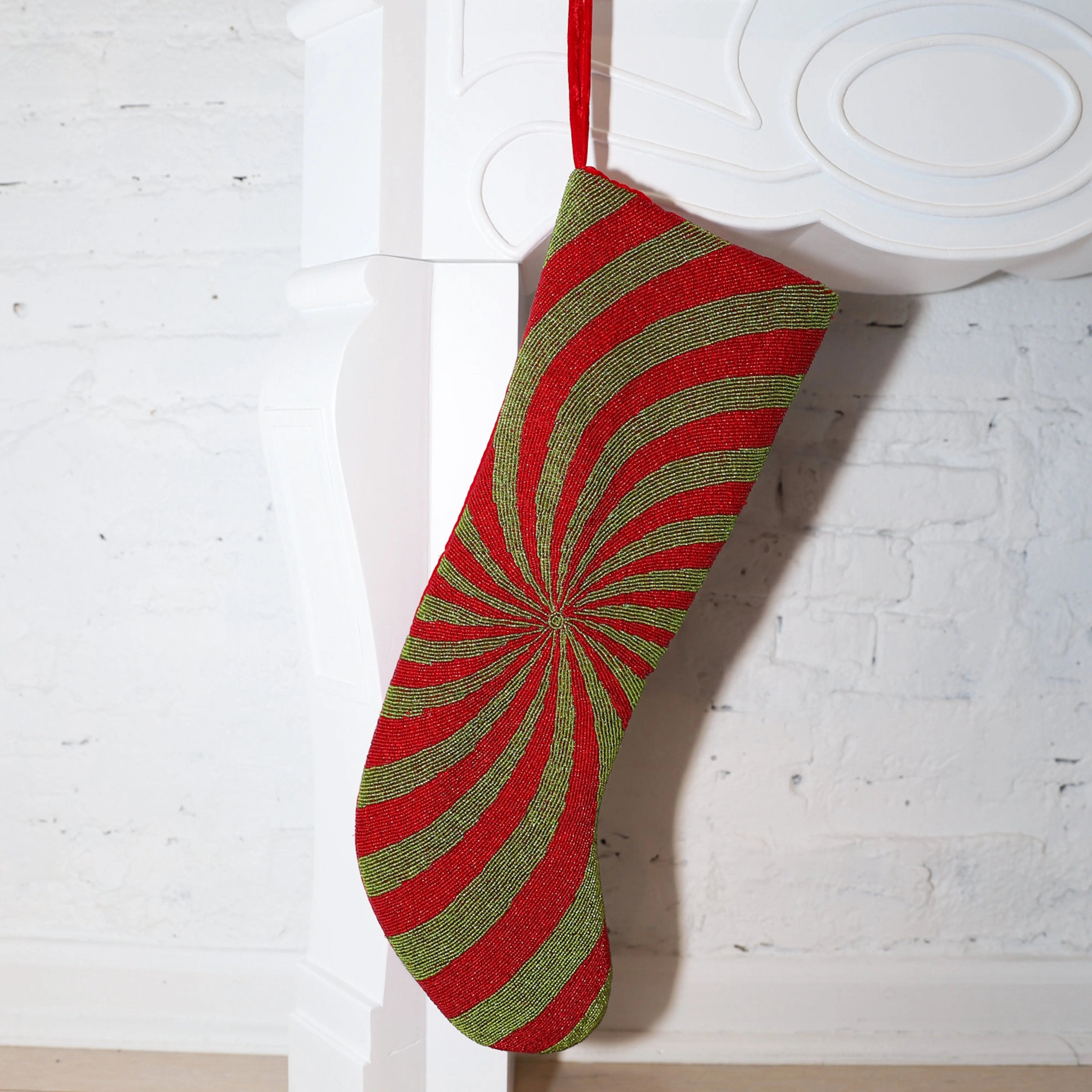 Classic Christmas - Swirl Stocking, Green & Red (ITES x Sami Riccioli)