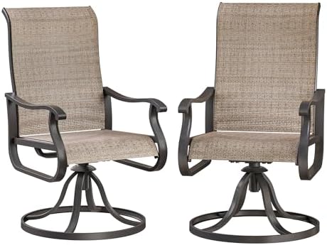 2026 Brown Dining Chair | All-Weather | Swivel  Rocker | Lawn  Porch  Garden | High Back  Swivel Chair