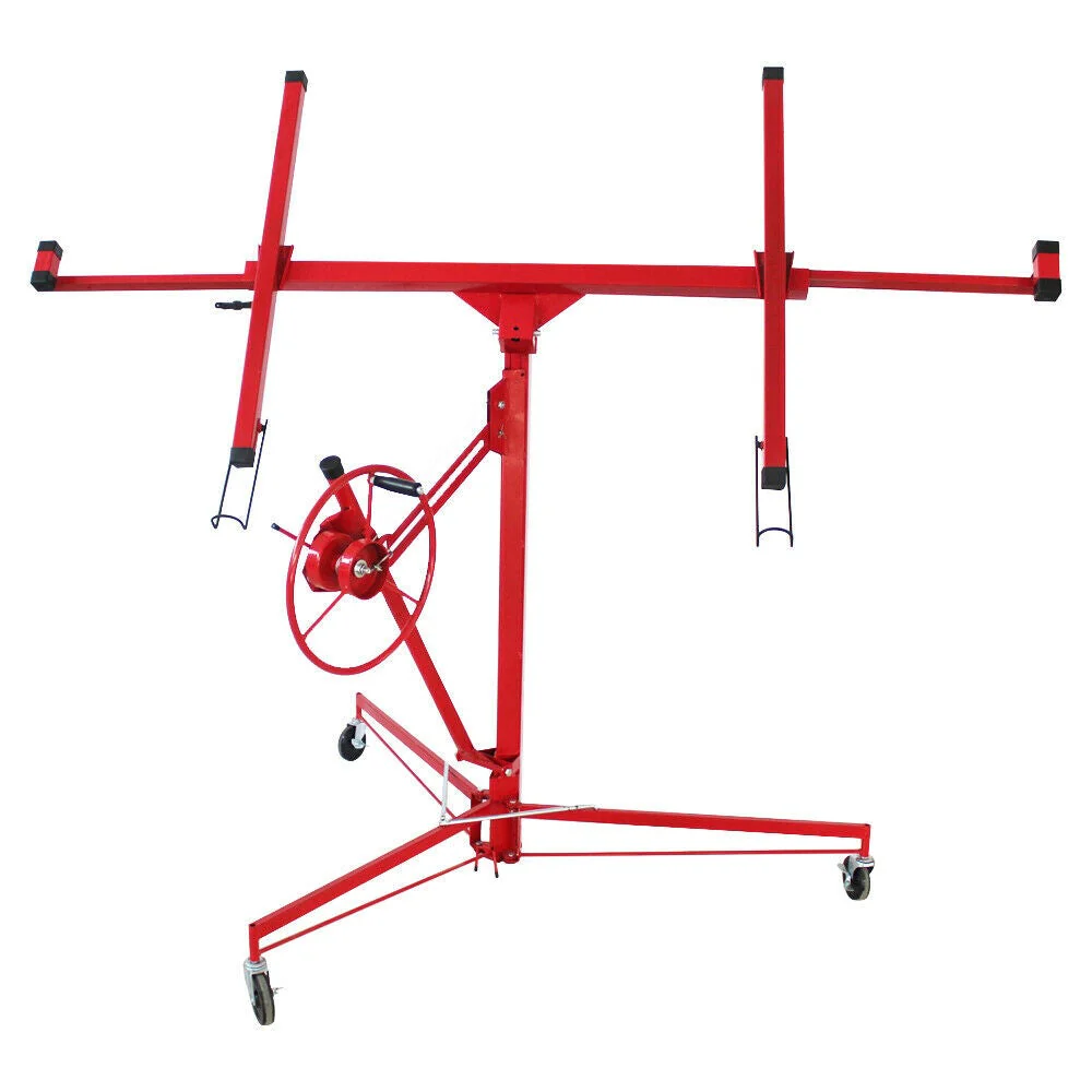 16FT Drywall Lift Plasterboard Panel Rolling Lifter Lockable Industrial Tool