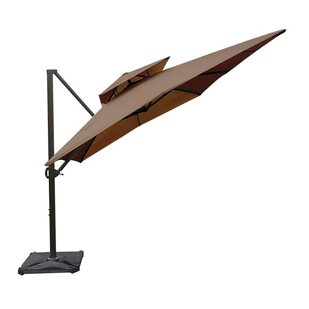 2026 Abba Patio 12 ft. x 9 ft. Aluminum Cantilever Patio Umbrella with Cross Base in Cocoa
