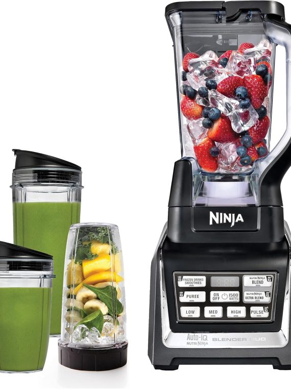 2026 Ninja BL642 Nutri Ninja Personal & Countertop Blender with 1200W Auto-iQ Base  72 oz. Pitcher  and 18  24  & 32 oz. To-Go Cups with Spout Lids  For Smoothies  Shakes & More  Dishwasher Safe  Black