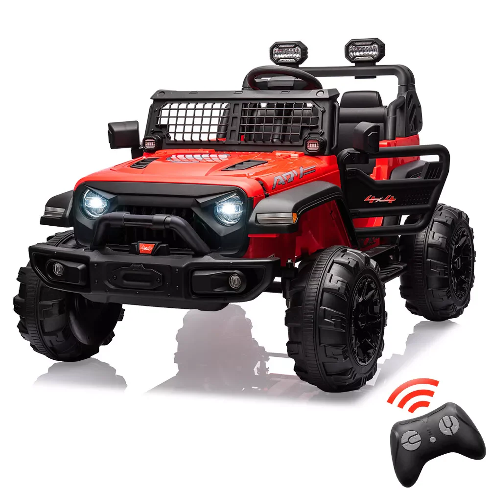 Garvee 24V Kids Ride-on Truck with Parental Remote Control, Battery Powered Ride on Car for Boys Girls 3-6 Yrs, Red