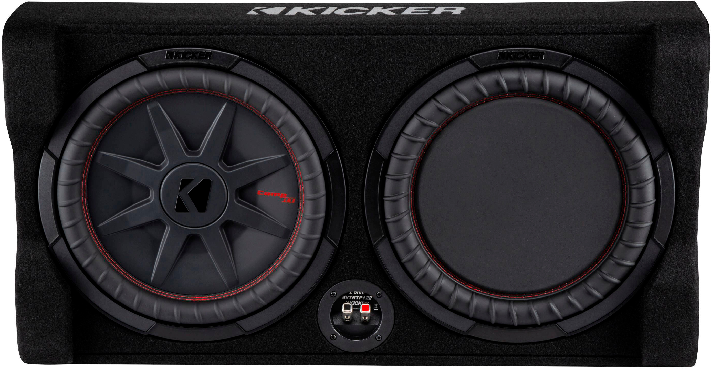 2026 KICKER – CompRT Down-Firing 12” Dual-Voice-Coil 2-Ohm Loaded Subwoofer Enclosure – Black